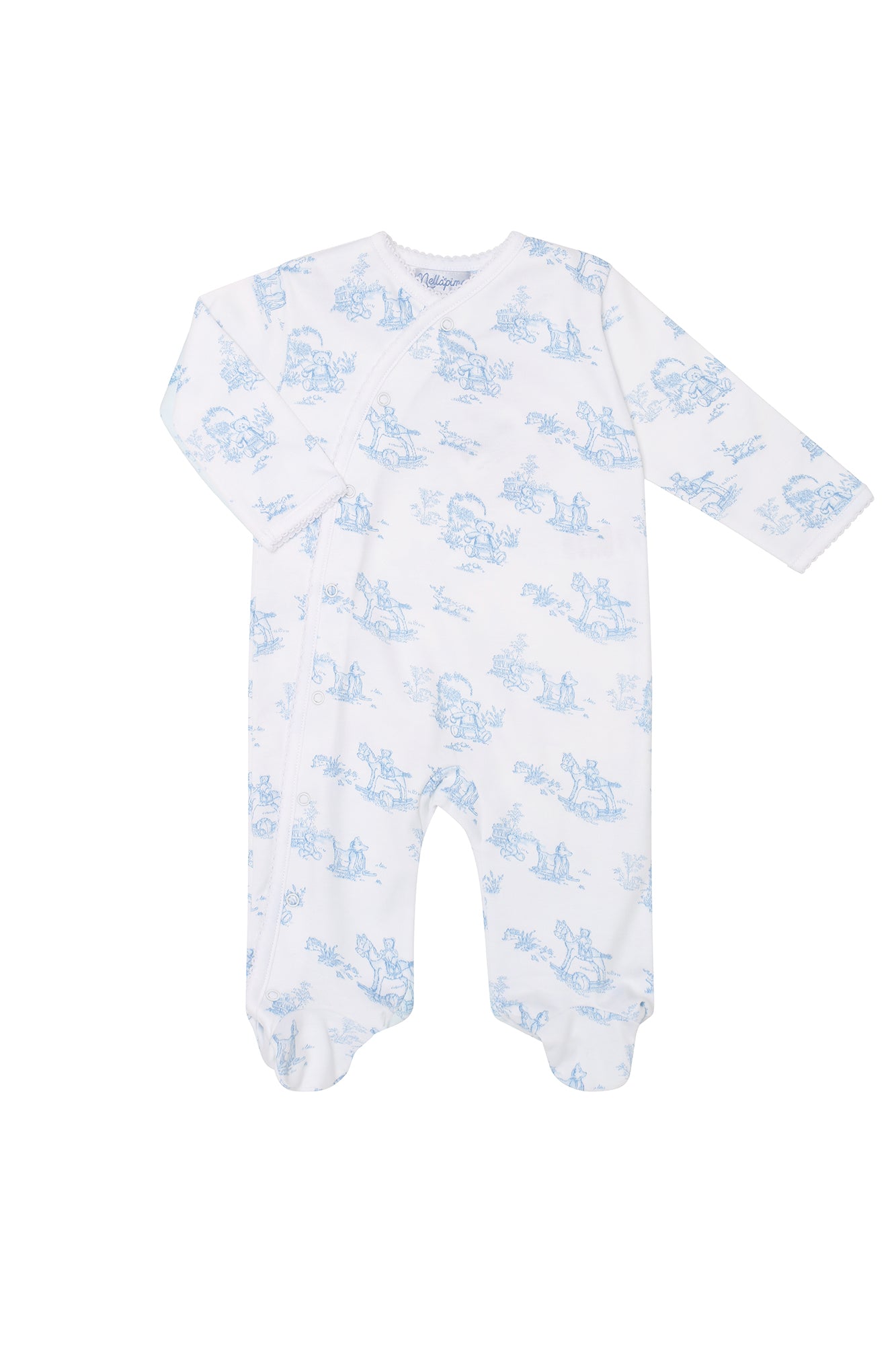 Nella Pima Blue Balloons Print Zipper Footie