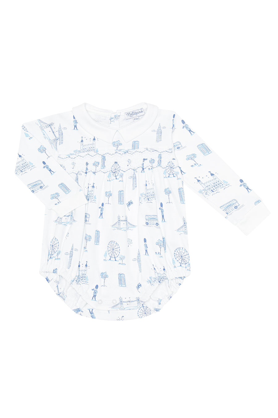 Blue London Toile Smocked Bubble LS