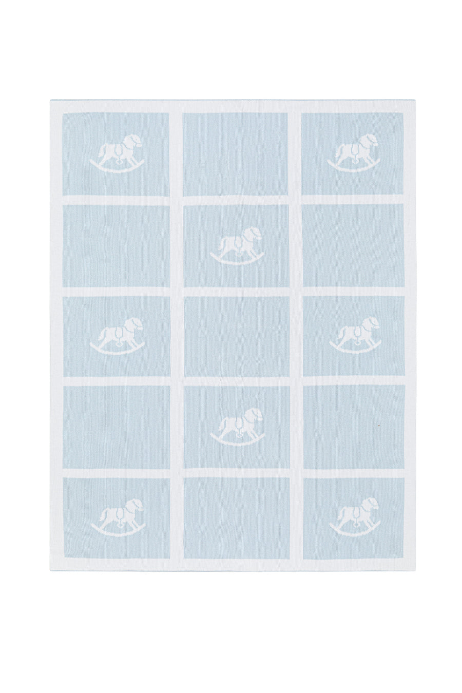 Blue Rocking Horse Knit Blanket