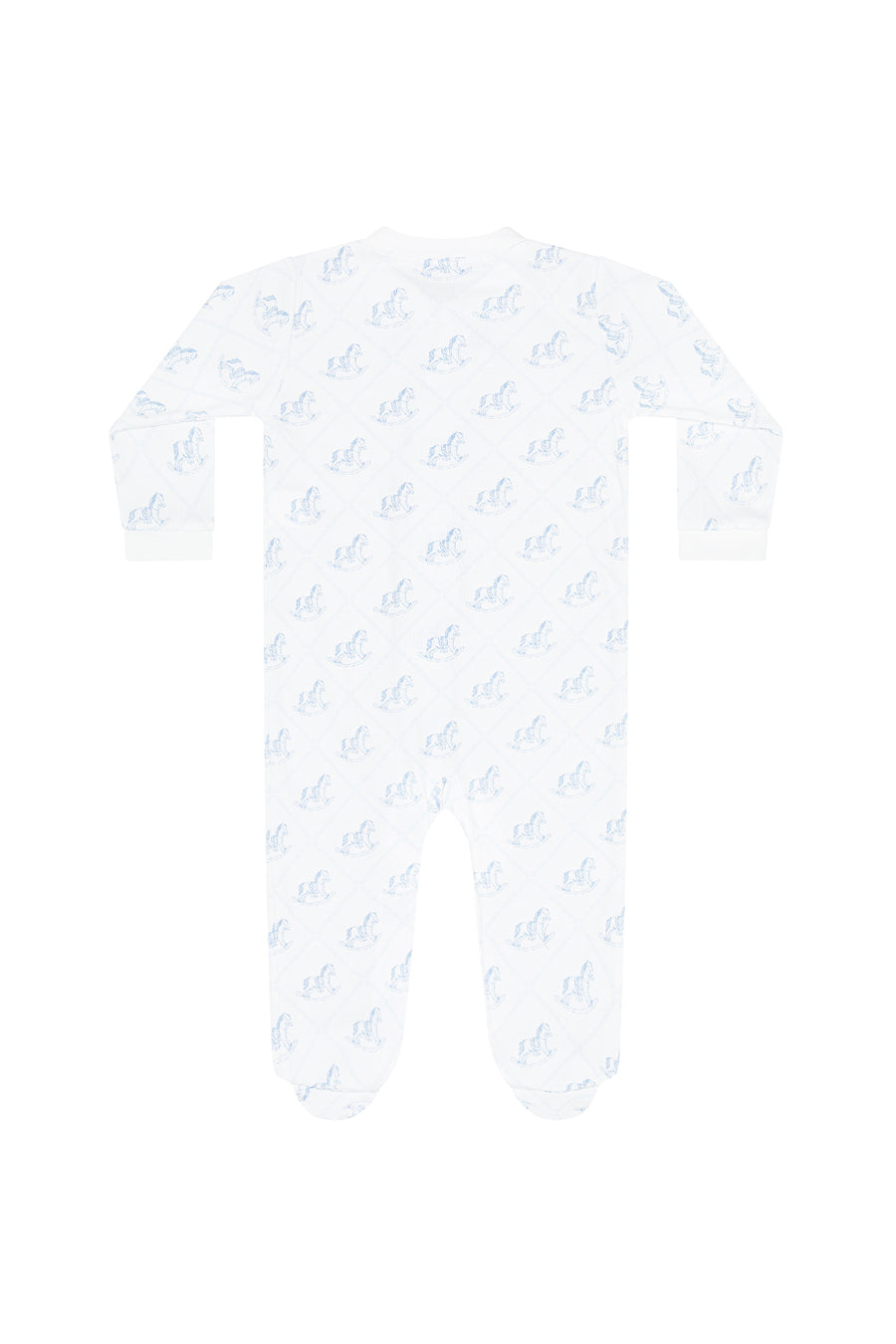 Blue Rocking Horse Zipper Footie
