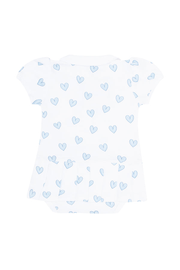 Blue Heart Print Onesie Dress