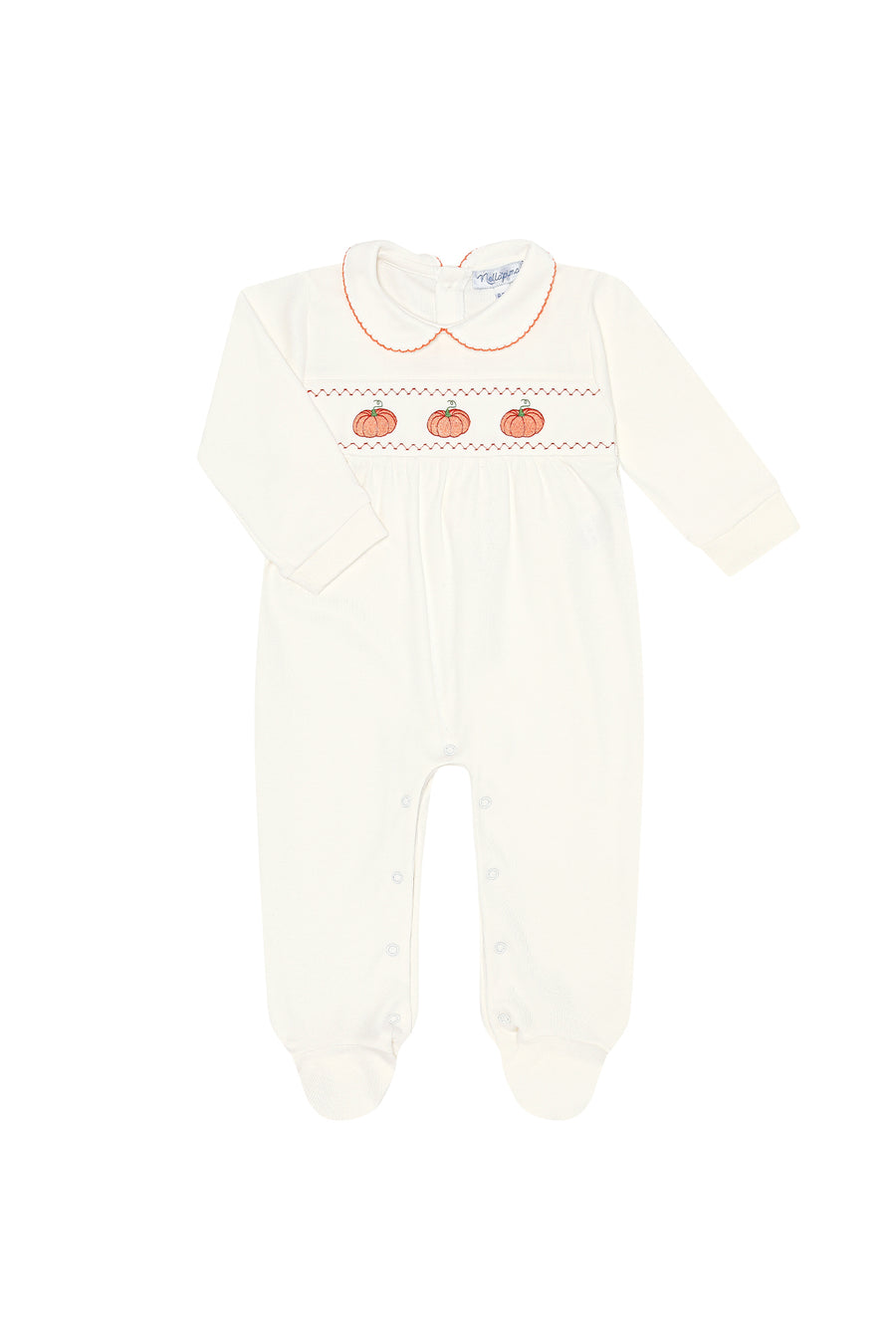 Ivory Pumpkin Patch Embroidered Footie