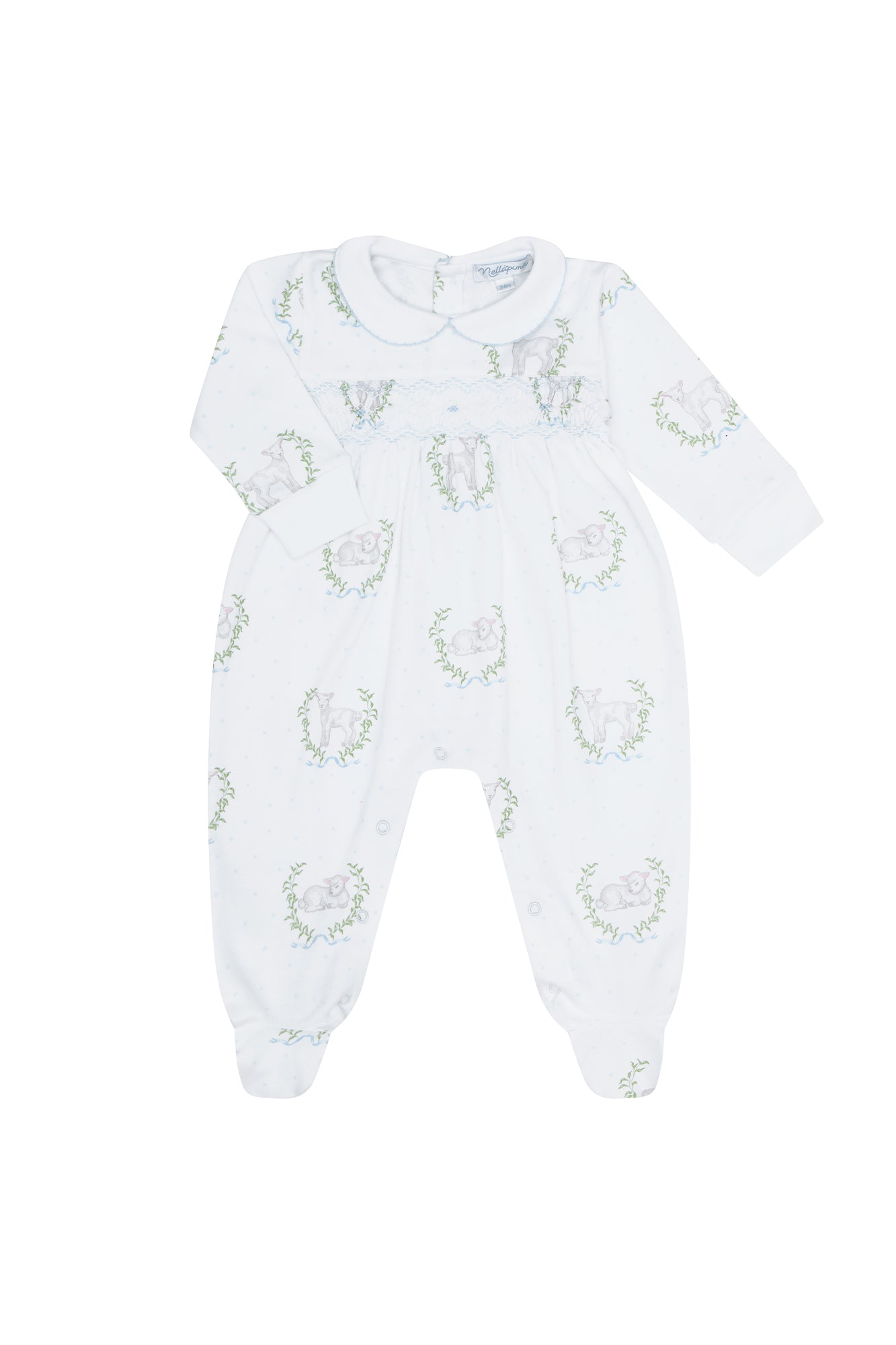 Blue Gingham Smocked Footie main image 1