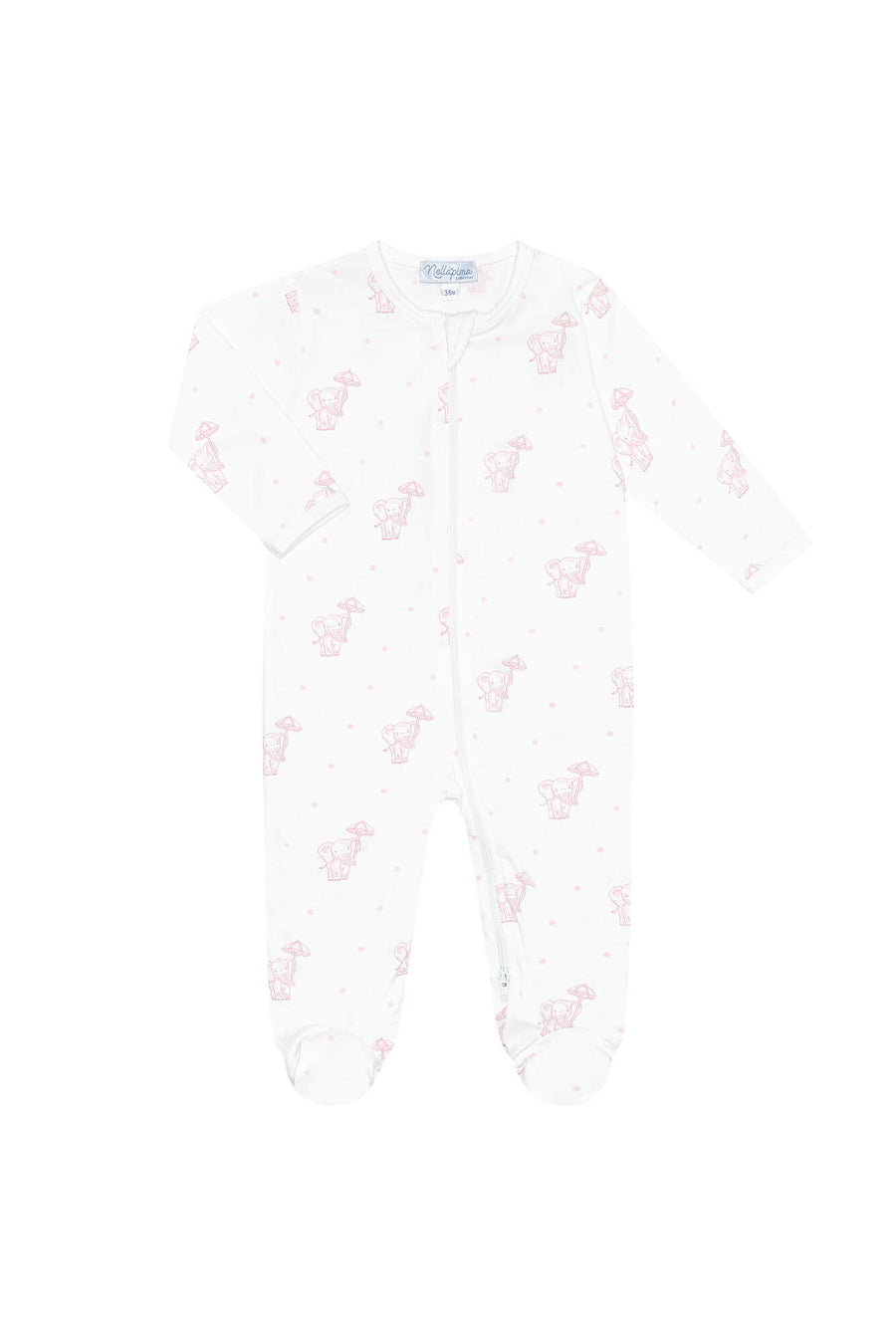 Nellapima Pink Elephant Zipper Footie Front