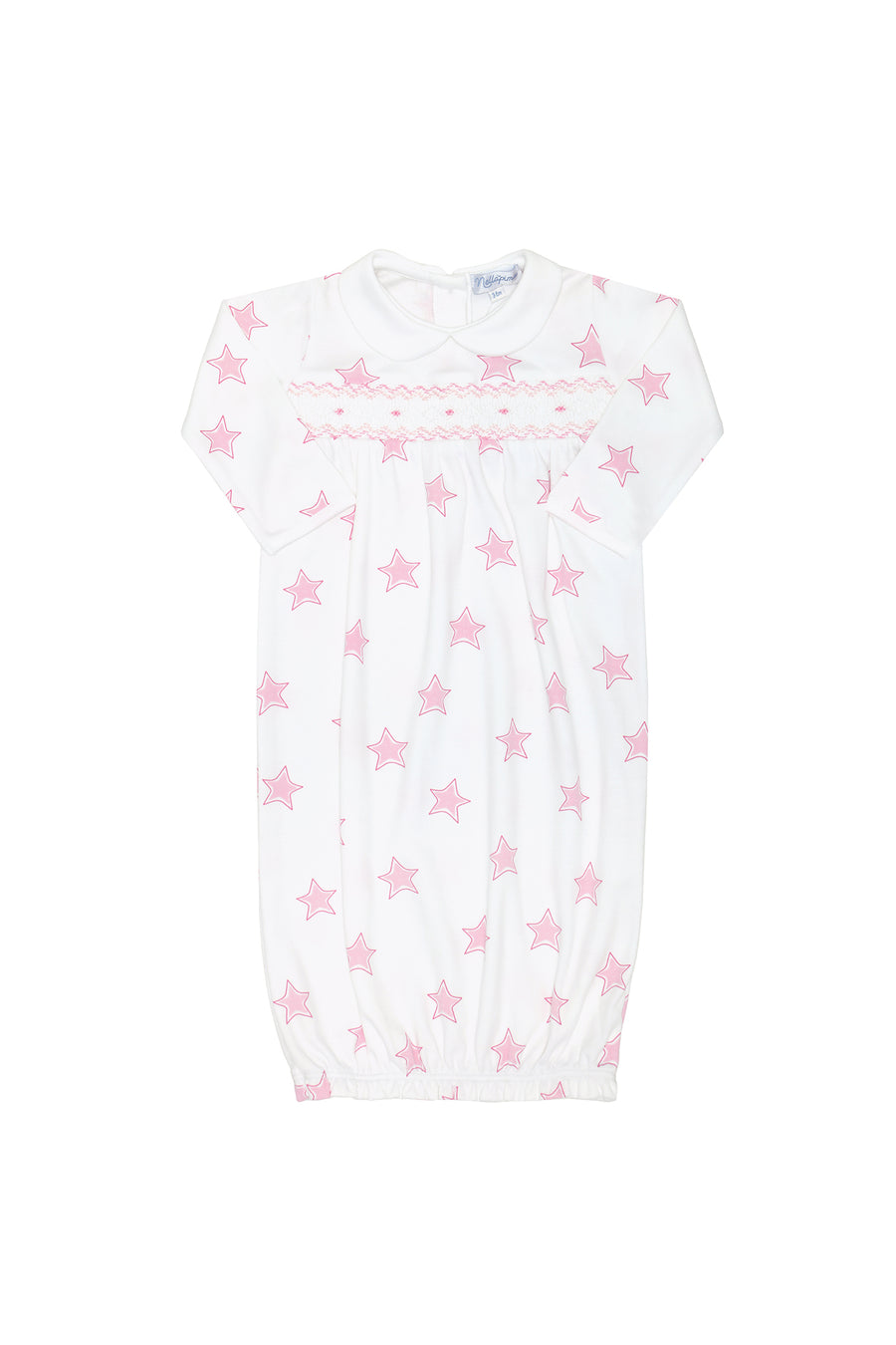 Pink Stars Print Smocked Gown