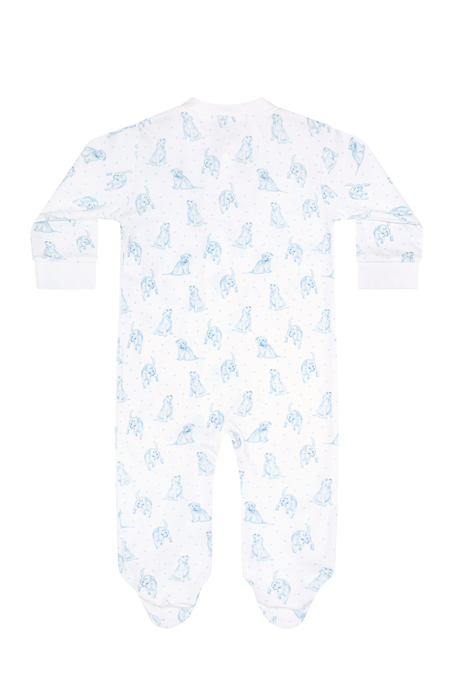 Blue Puppy Love Print Zipper Footie
