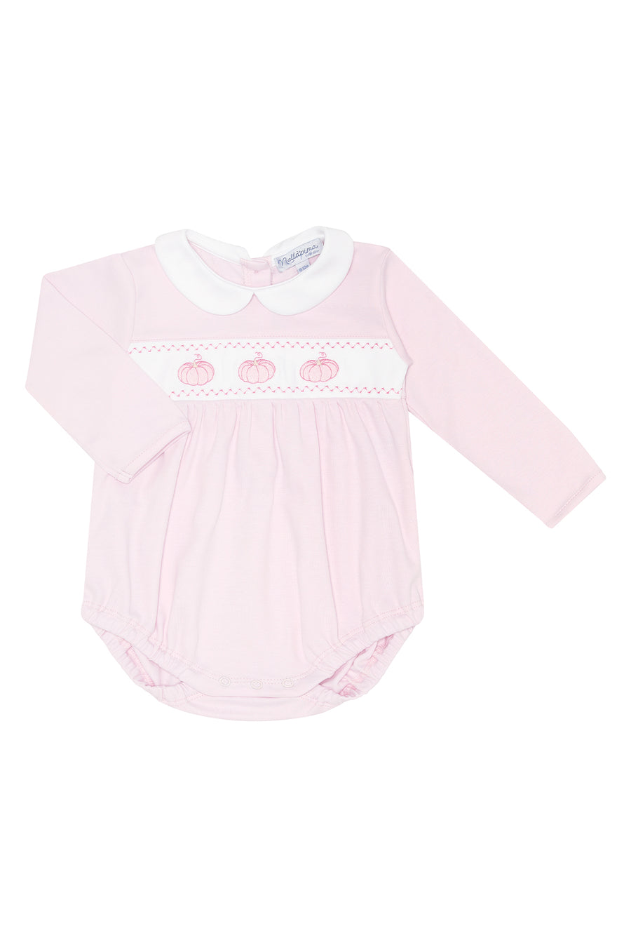 Pink Pumpkin Patch Embroidered Bubble LS
