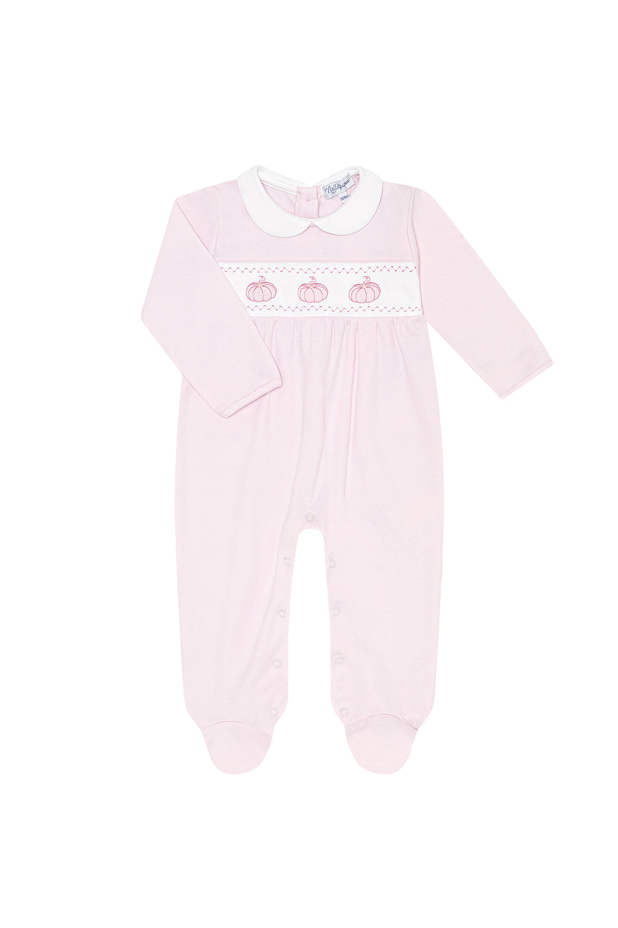 Pink Pumpkin Patch Embroidered Footie