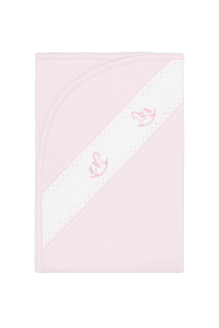 Pink Rocking Horse Embroidered Blanket