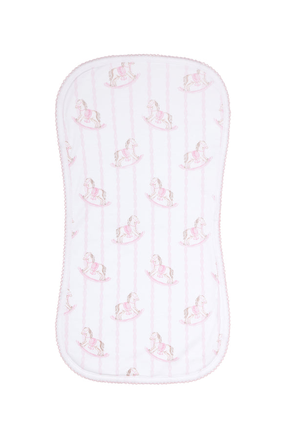 Pink Rocking Horse Baby Burp Cloth