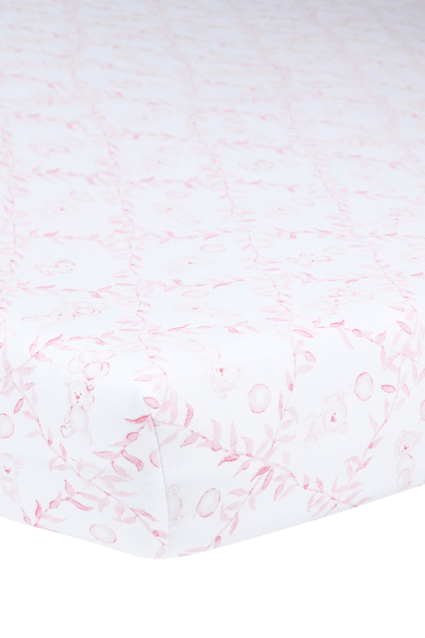 Pink Bears Trellace Crib Sheets