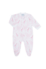 Pink Giraffe Print Zipper Footie