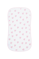 Pink Heart Print Burp Cloth