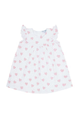 Pink Heart Print Scoop Neck Dress