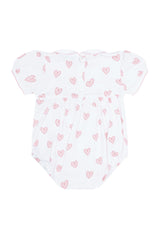Pink Heart Print Smocked Bubble