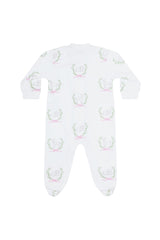Pink Lamb Print Zipper Footie