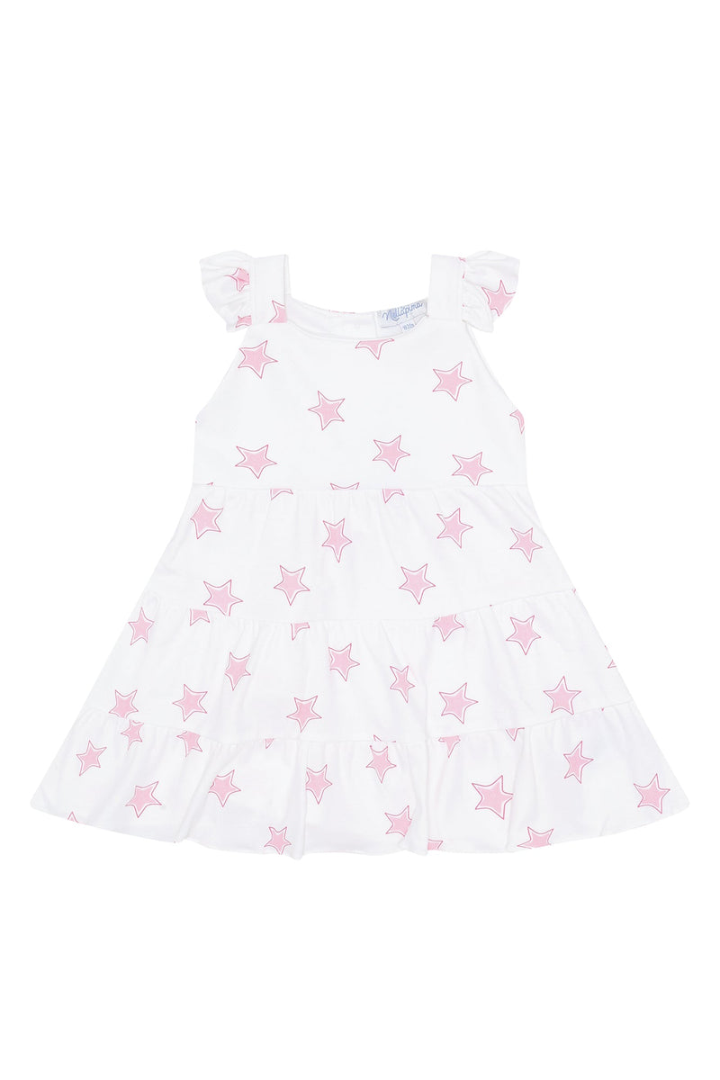 Buy Pink Stars Print Ruffle Dress | Nellapima Buy Pink Stars Print Ruffle Dress | Nellapima