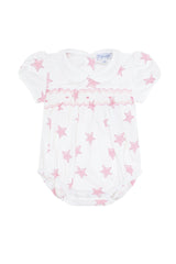 Pink Stars Print Smocked Bubble