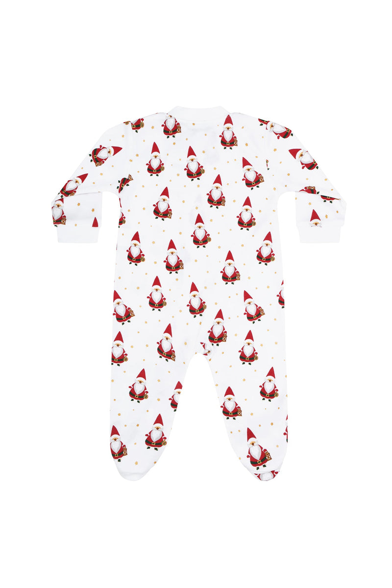 Santa Print Zipper Footie