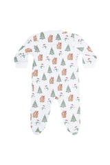 Wonderland Christmas Print Zipper Footie