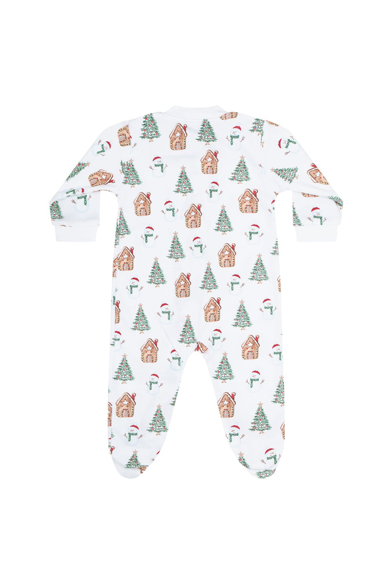 Wonderland Christmas Print Zipper Footie