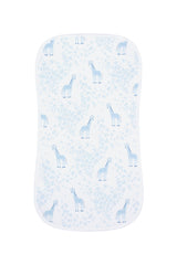 Blue Giraffe Print Burp Cloth