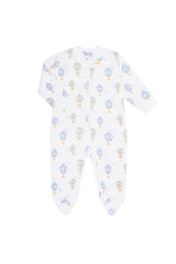 Blue Balloons Print Zipper Footie