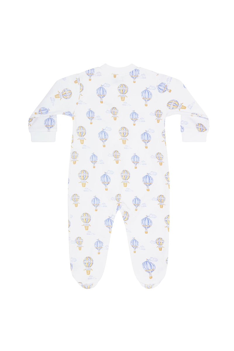 Blue Balloons Print Zipper Footie