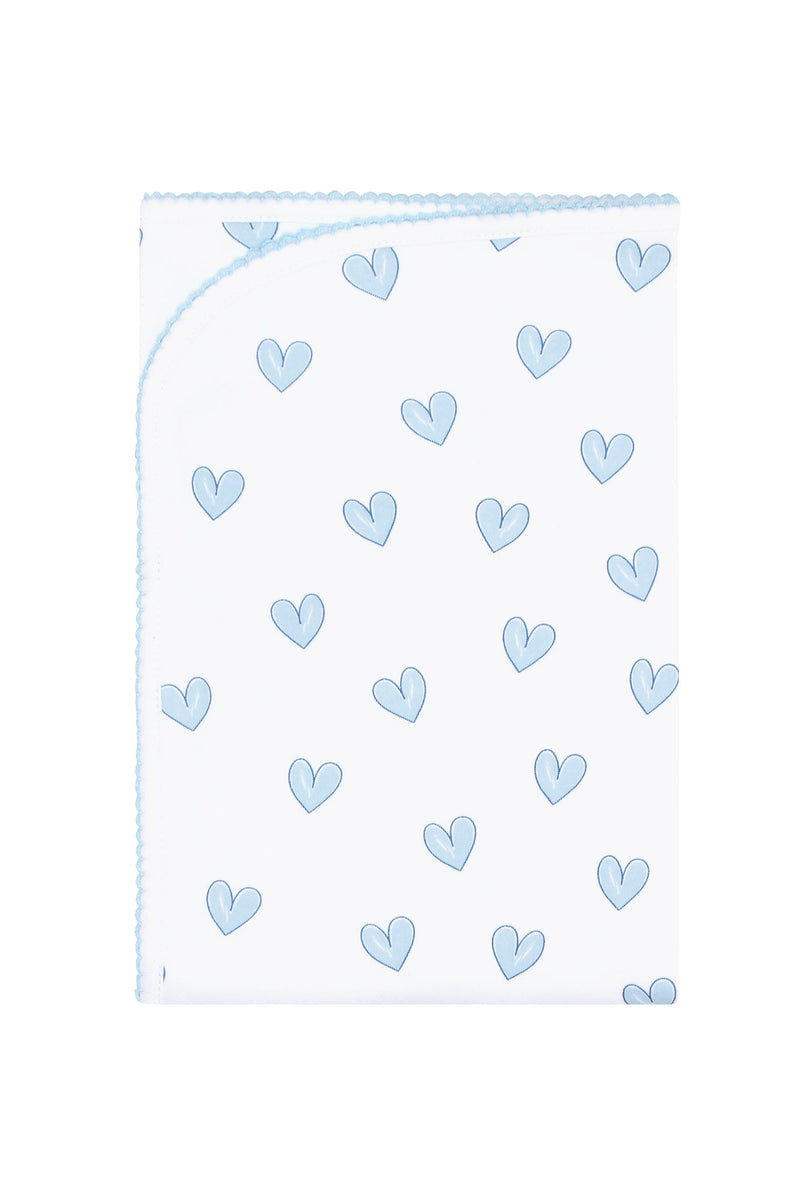 Blue Heart Print Blanket
