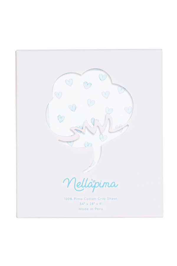 Blue Heart Print Crib Sheets