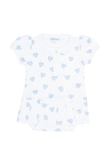 Blue Heart Print Onesie Dress