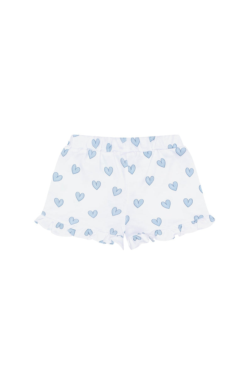 Blue Heart Print Shorts