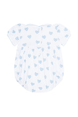 Blue Heart Print Smocked Bubble