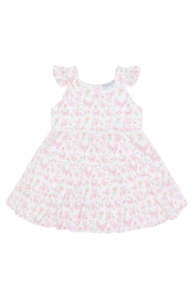 Butterflies Print Ruffle Dress