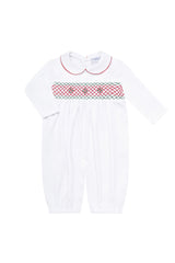 Christmas Smocked Long Sleeve Romper
