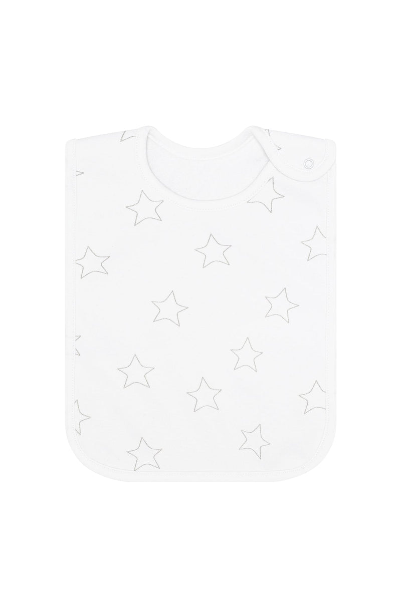 Grey Stars Print Feeding Bib