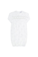 Grey Stars Print Smocked Gown