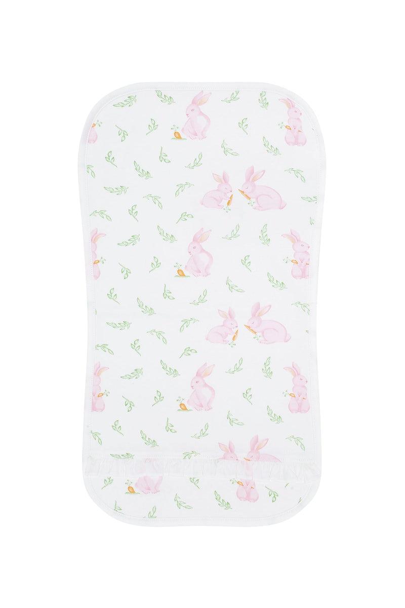 Pink Bunny Print Burp Cloth