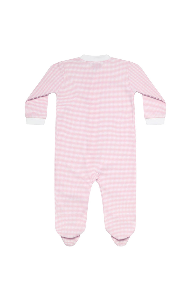 Pink Gingham Zipper Footie