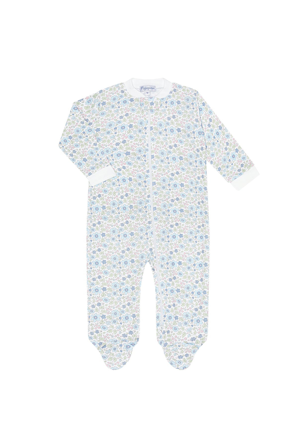 Blue Meadow Zipper Footie
