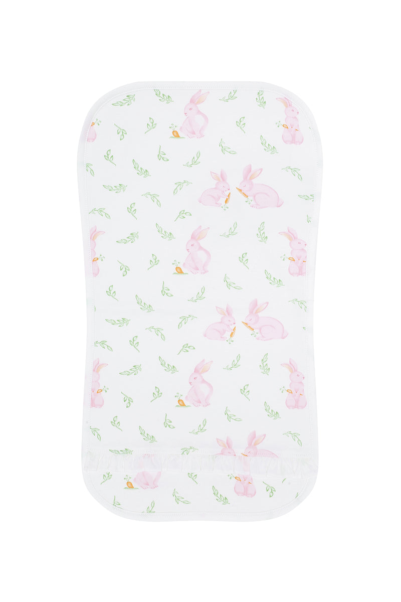Pink Bunny Print Burp Cloth