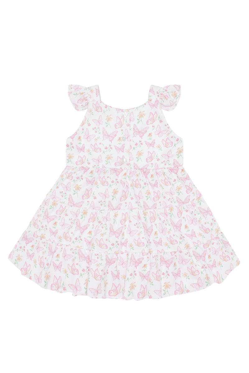 Butterflies Print Ruffle Dress