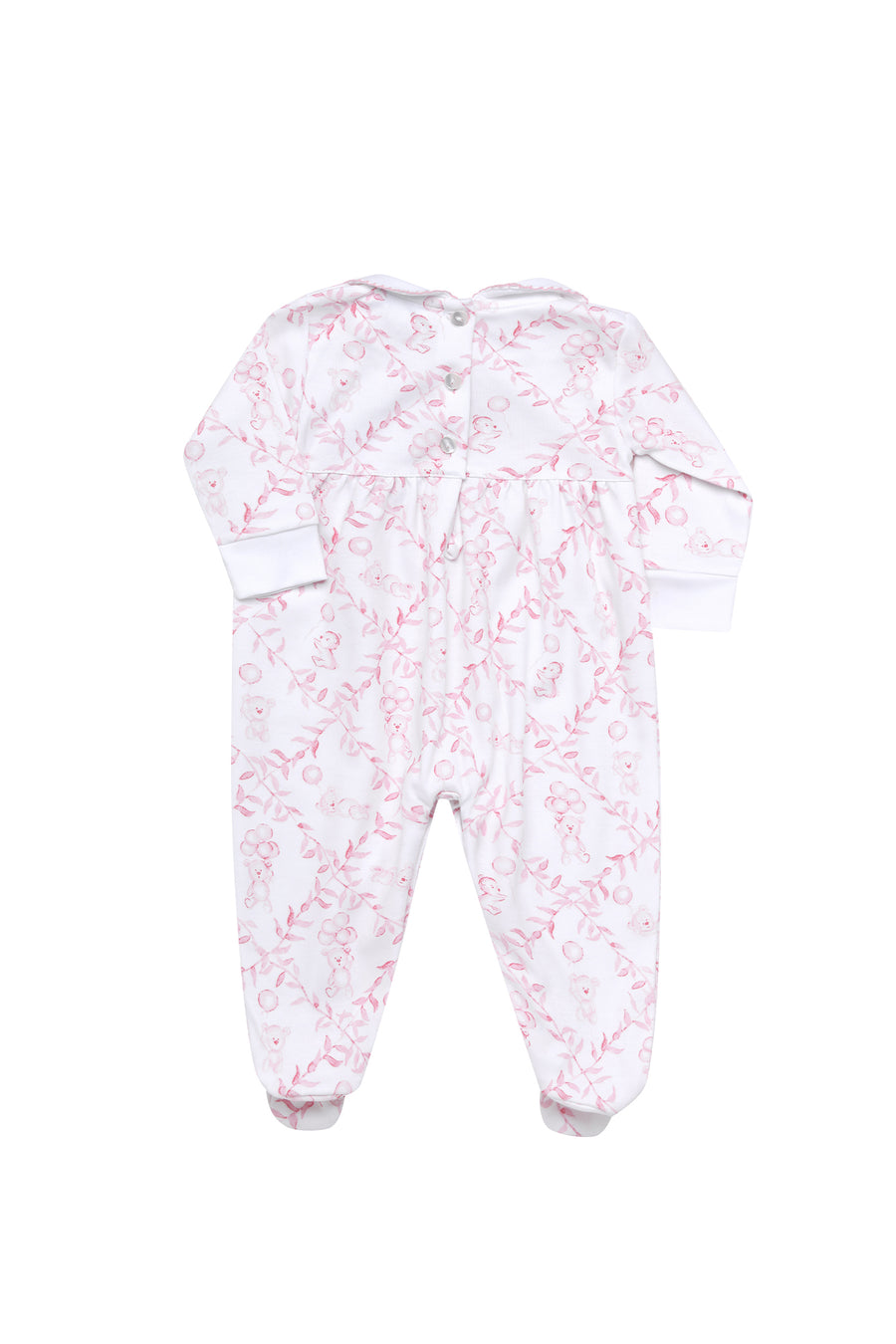 Pink Bears Trellace Smocked Footie