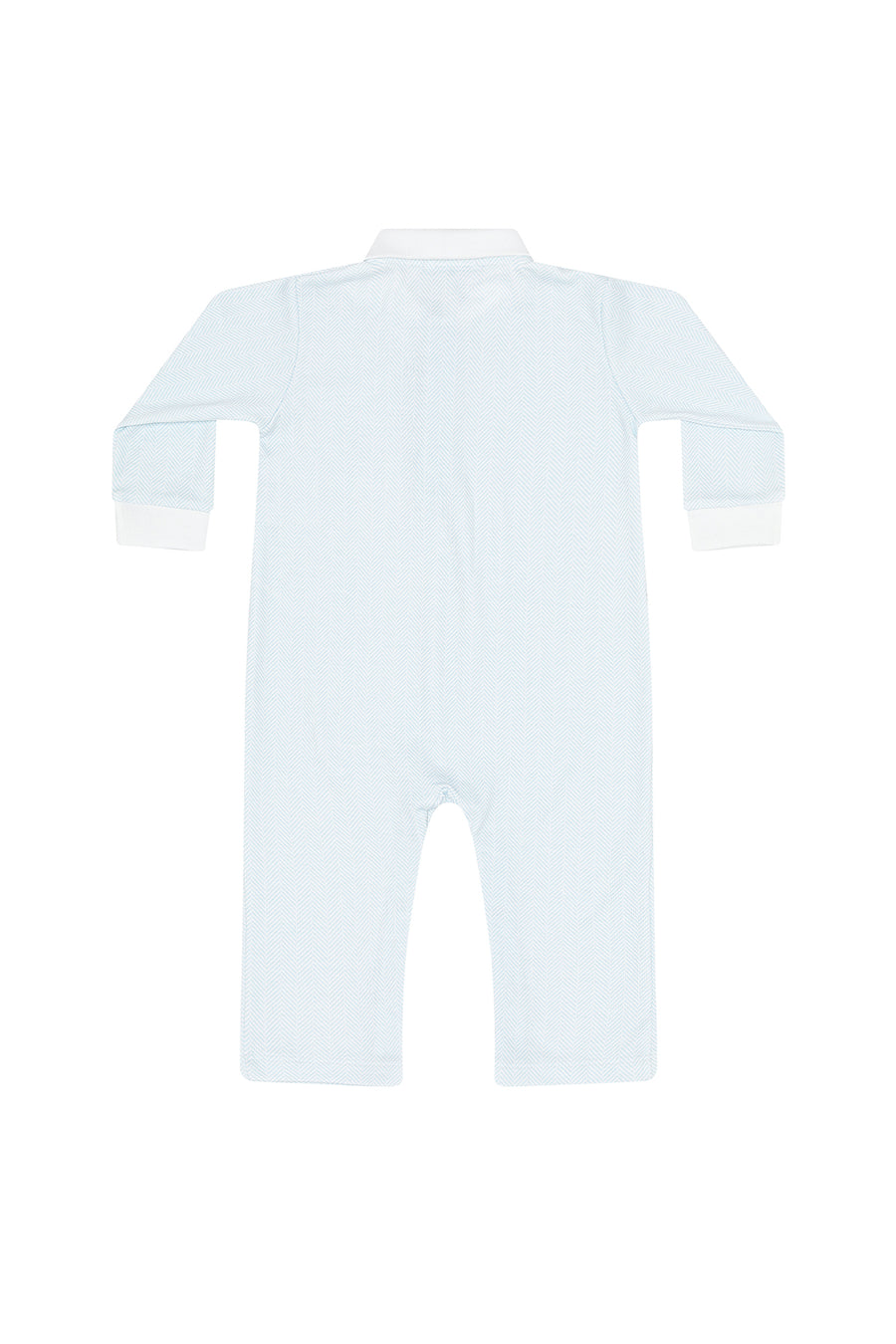 Blue Herringbone Embroidered Playsuit