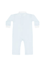 Blue Herringbone Embroidered Playsuit