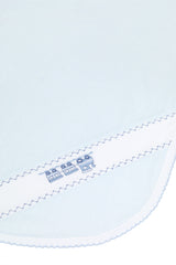 Blue Herringbone Embroidered Receiving Blanket