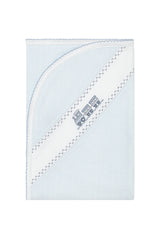 Blue Herringbone Embroidered Receiving Blanket