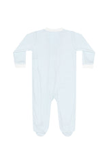 Blue Herringbone Zipper Footie
