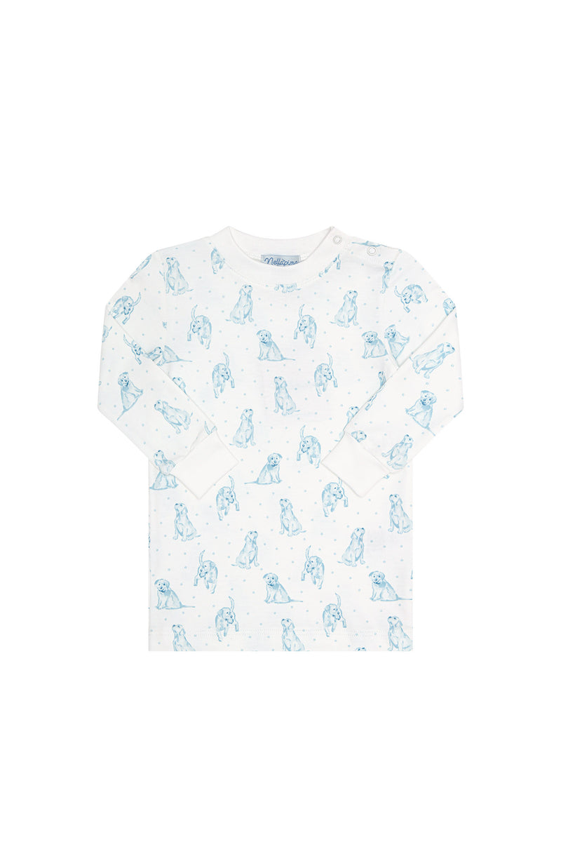 Blue Puppy Love Print Pajamas