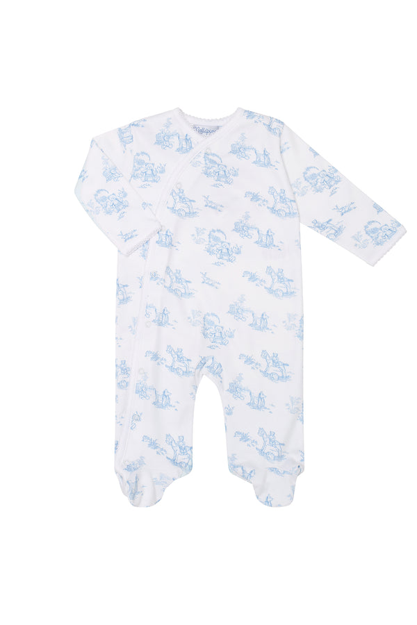 Blue Toile Crossover Footie